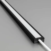 LED Alu Profil NICE, flach, schwarz eloxiert, opalweißer Diffusor - für bis zu 14mm breite LED-Streifen