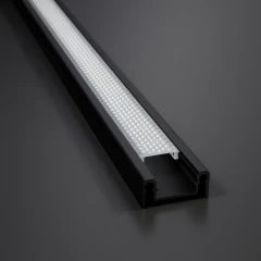 LED Alu Profil NICE, flach, schwarz eloxiert, Microprisma...