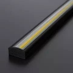 LED Alu Profil NICE, flach, schwarz eloxiert, Cover transparent - für bis zu 14mm breite LED-Streifen