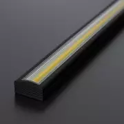 LED Alu Profil NICE, flach, schwarz eloxiert, Cover transparent - für bis zu 14mm breite LED-Streifen