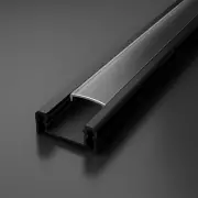 LED Alu Profil NICE, flach, schwarz eloxiert, Cover transparent - für bis zu 14mm breite LED-Streifen