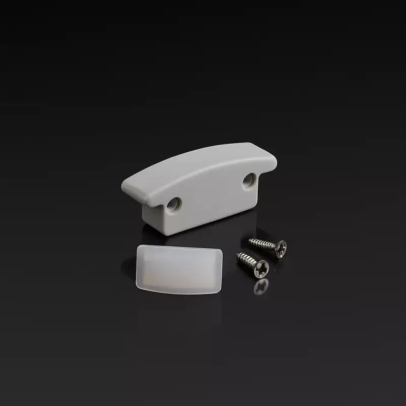 Endkappe ohne Loch, Schrauben und Silikondichtung für LED Einbau Profil WET - grau