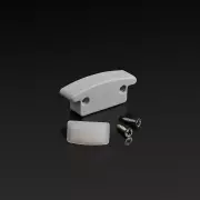 Endkappe ohne Loch, Schrauben und Silikondichtung für LED Einbau Profil WET - grau