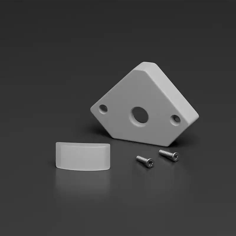 Endkappe mit Loch, Schrauben und Silikondichtung für LED-Eckprofil STRONG EDGE - PVC grau