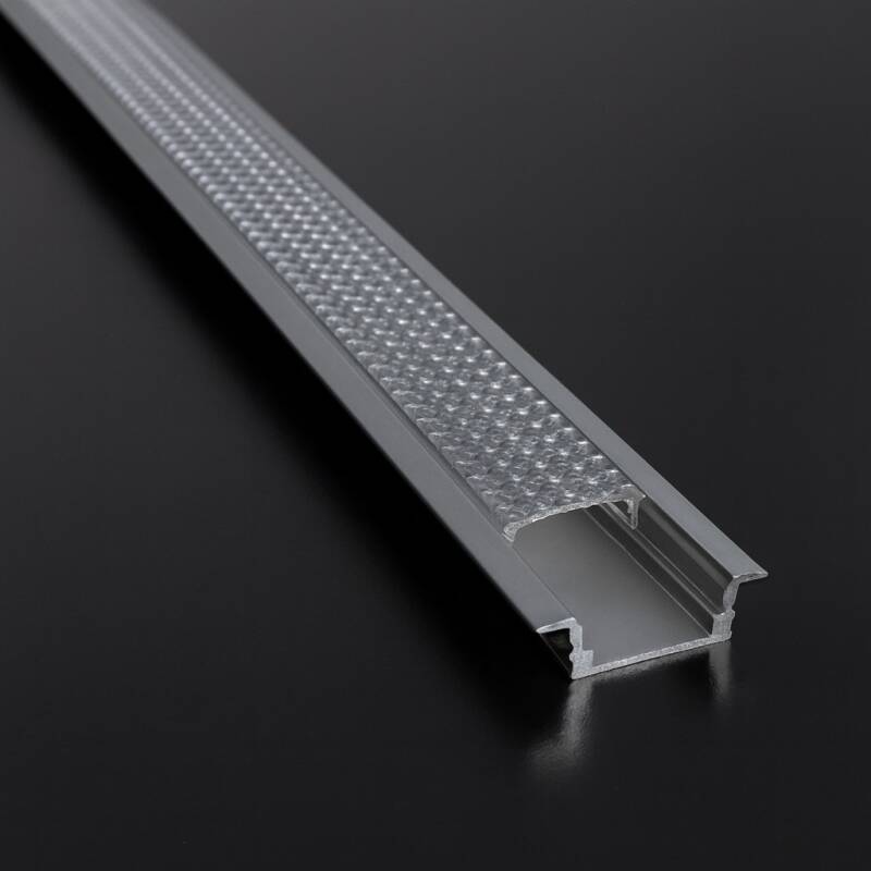 LED Einbauprofil INSIDE, flach, Alu silber eloxiert, Microprisma Diffusor klar - für LED-Streifen bis 12mm Breite
