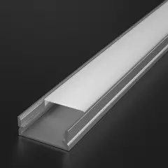 LED Flachprofil SUPERWIDE, silber eloxiert mit weiß mattiertem Diffusor - Zuschnitt auf 5cm |