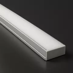 LED Flachprofil SUPERWIDE, silber eloxiert mit weiß mattiertem Diffusor - Zuschnitt auf 5cm |