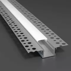 LED Einputz Profil PLASTER für Trockenbau Wände & Decken, schmal, ALU silber eloxiert, diffuse Abdeckung - Zuschnitt auf 95 cm |