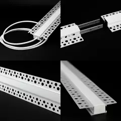 LED Einputz Profil PLASTER für Trockenbau Wände & Decken, schmal, ALU silber eloxiert, diffuse Abdeckung - Zuschnitt auf 95 cm |