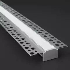 LED Einputz Profil PLASTER für Trockenbau Wände & Decken, schmal, ALU silber eloxiert, diffuse Abdeckung - Zuschnitt auf 95 cm |