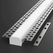 LED Einputz Profil PLASTER für Trockenbau Wände & Decken, schmal, ALU silber eloxiert, diffuse Abdeckung - Zuschnitt auf 95 cm |