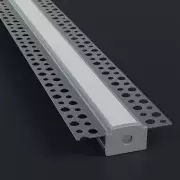 LED Einputz Profil PLASTER für Trockenbau Wände & Decken, schmal, ALU silber eloxiert, diffuse Abdeckung - Zuschnitt auf 95 cm |
