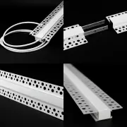 LED Einputz Profil PLASTER für Trockenbau Wände & Decken, schmal, ALU silber eloxiert, diffuse Abdeckung - Zuschnitt auf 95 cm |