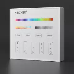 RGB&CCT LED-Controller & 4-Zonen Touch-Wand-Panel - SET | für 24VDC RGB&CCT LED-Streifen | 2.4GHz MiBoxer 4 Zonen ( 4 Controller & 1 Touch-Panel )