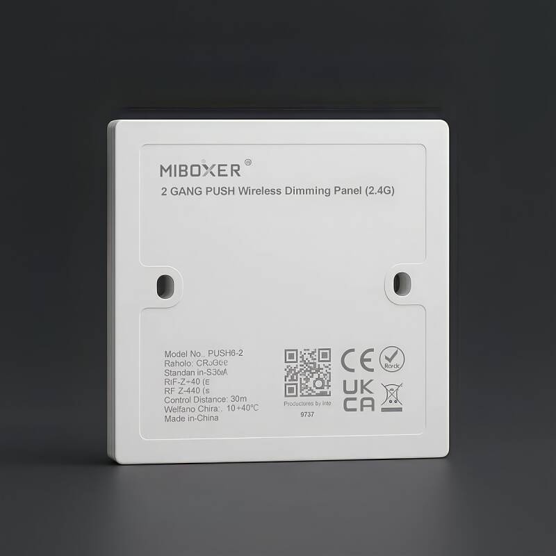 Funk Push-Taster 2-fach superflach | Wandpanel | für 2.4 GHz MiBoxer-Dimmer