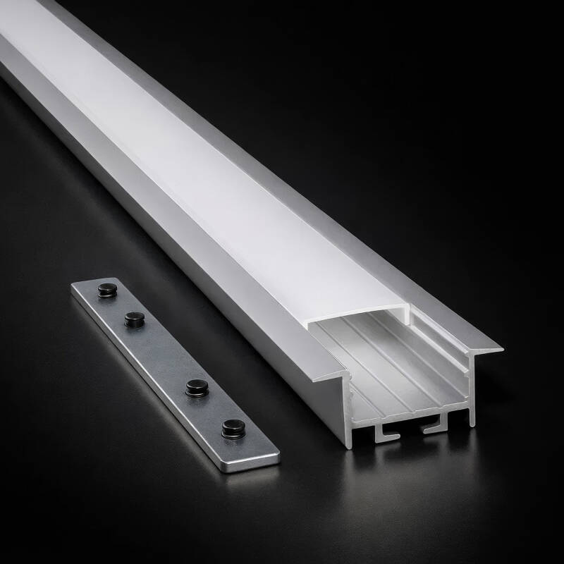 Alu Einbauprofil CONNECT-PRO – Maßanfertigung bis 200 cm – Innenmaß 21mm – Silber inkl. diffuser Abdeckung