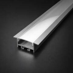 Alu Einbauprofil CONNECT-PRO – Maßanfertigung bis 200 cm – Innenmaß 21mm – Silber inkl. diffuser Abdeckung