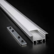 Alu Einbauprofil CONNECT-PRO – Maßanfertigung bis 200 cm – Innenmaß 21mm – Silber inkl. diffuser Abdeckung