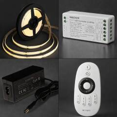 LED Streifen Komplettset mit Netzteil & Fernbedienung | COB neutralweiß 24V | nach Maß bis 20m